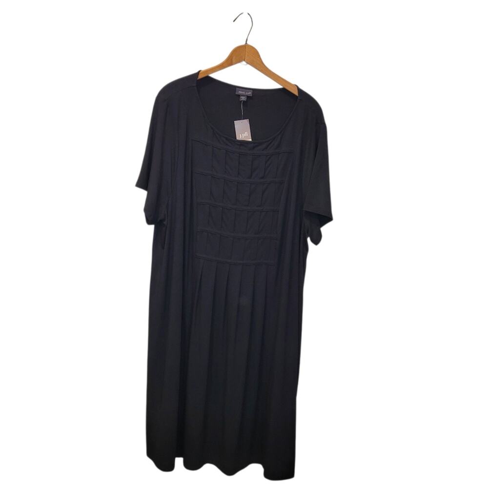 J Jill Wearever Collection Black Short Sleeve Pleated Front Midi Dress 3X New